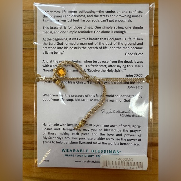 My Saint My Hero Breathe Blessing Gold Coin Bracelet - Picture 2 of 3